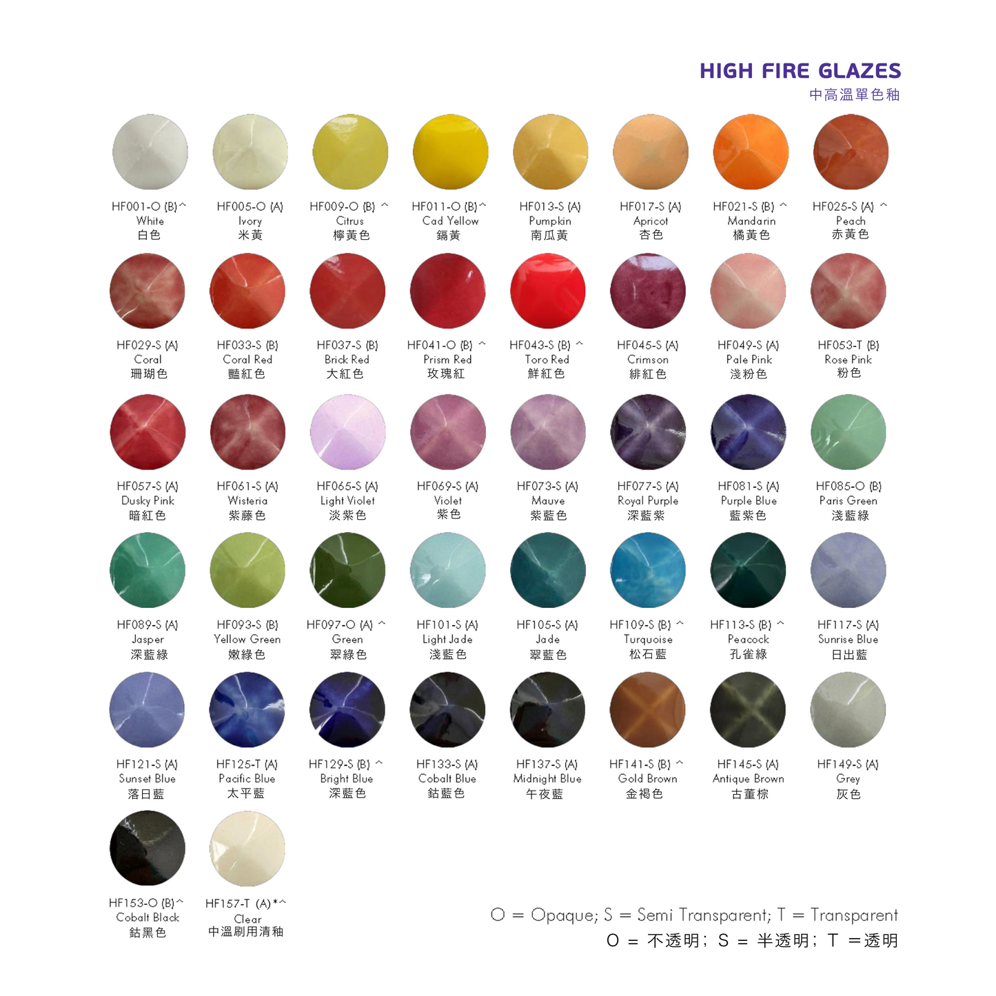 金色花 Chrysanthos|中高溫單色釉 High Fire Glazes (HF) (23 Colours)